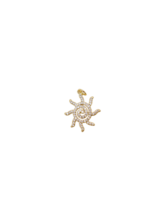 TCB Gold Swirly Sun Charm