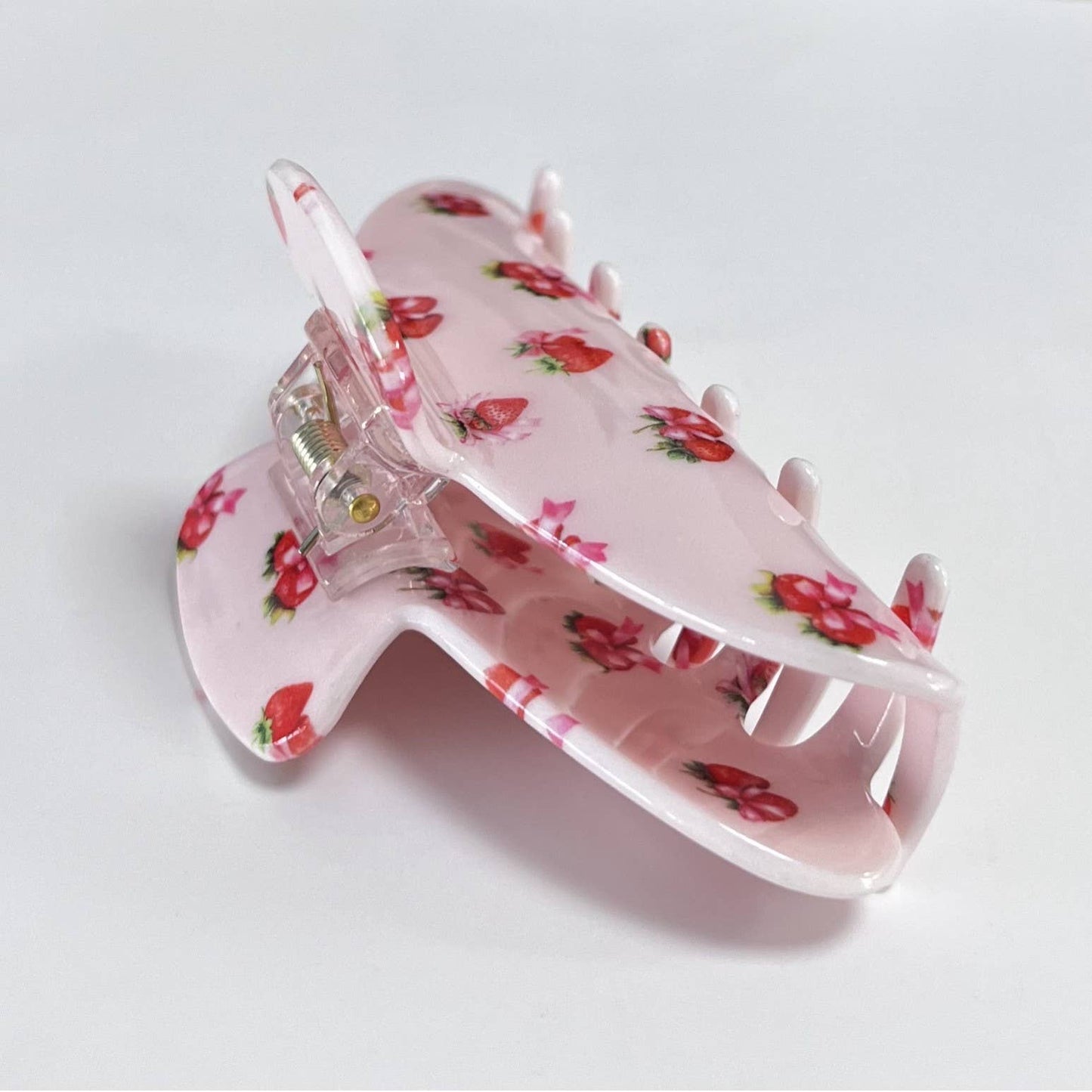 Bow Strawberry Print Hair Claw Fr
