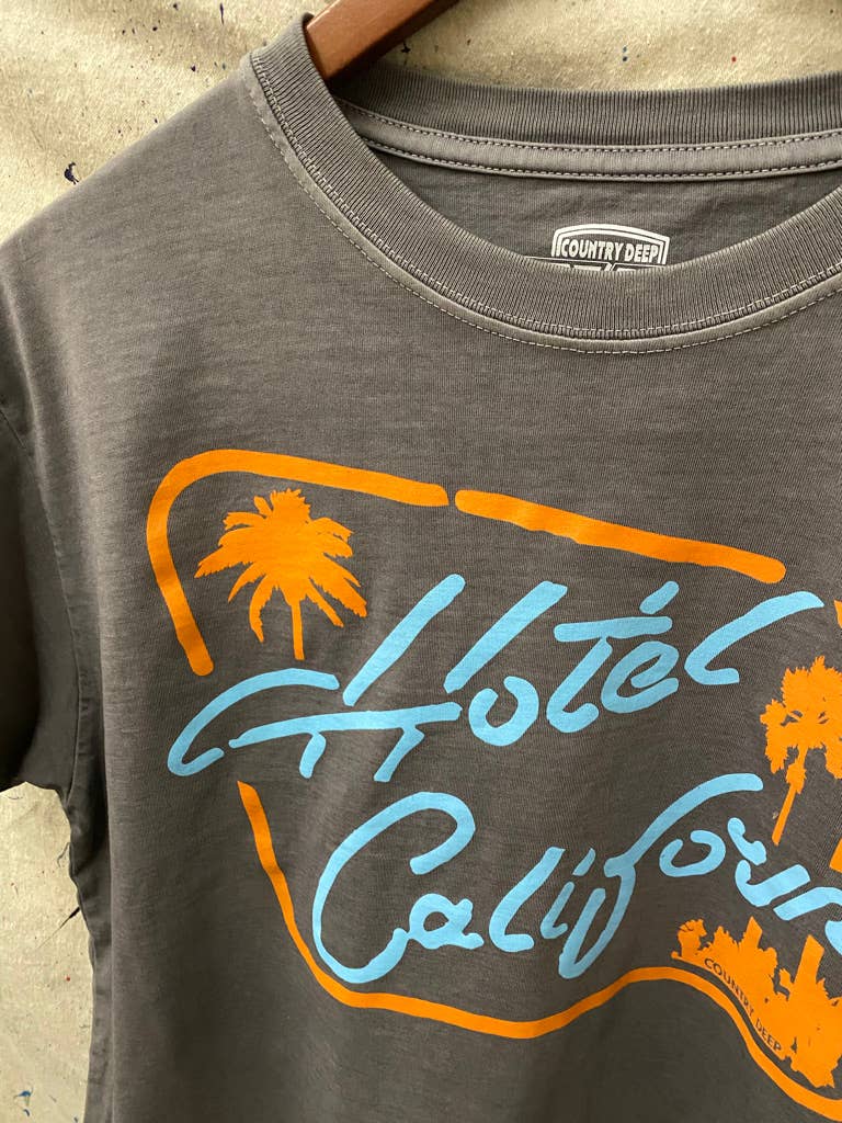 Hotel California Vintage Relaxed Crop T-shirt Charcoal