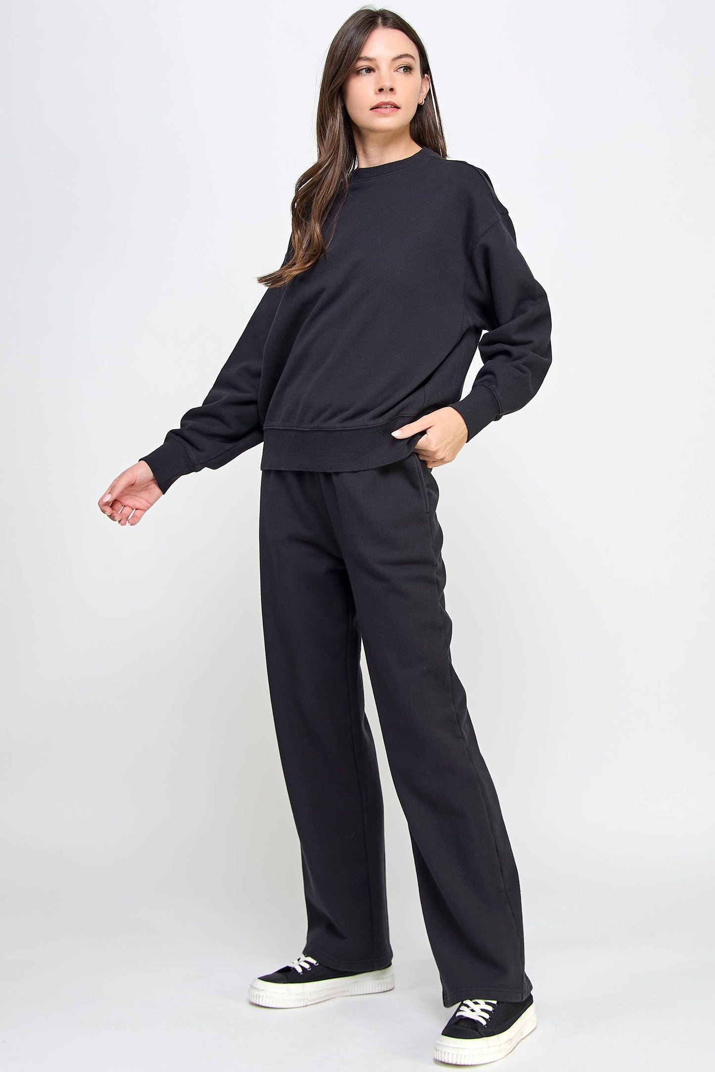 P9001P EVERYDAY HIGH RISE FRENCH TERRY SWEATPANTS: Pink / SMALL