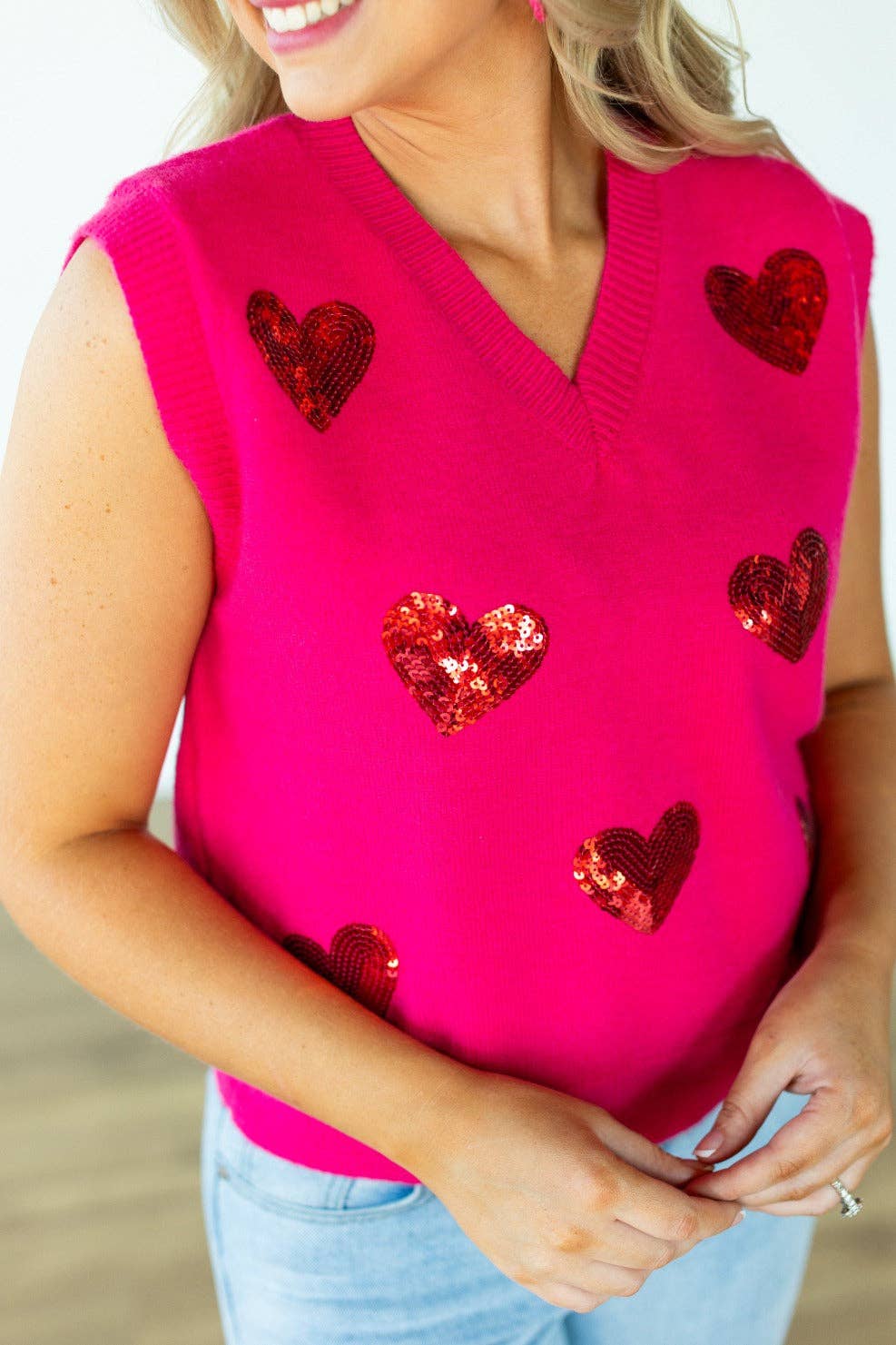 Hot Pink Heart Vest: Pink