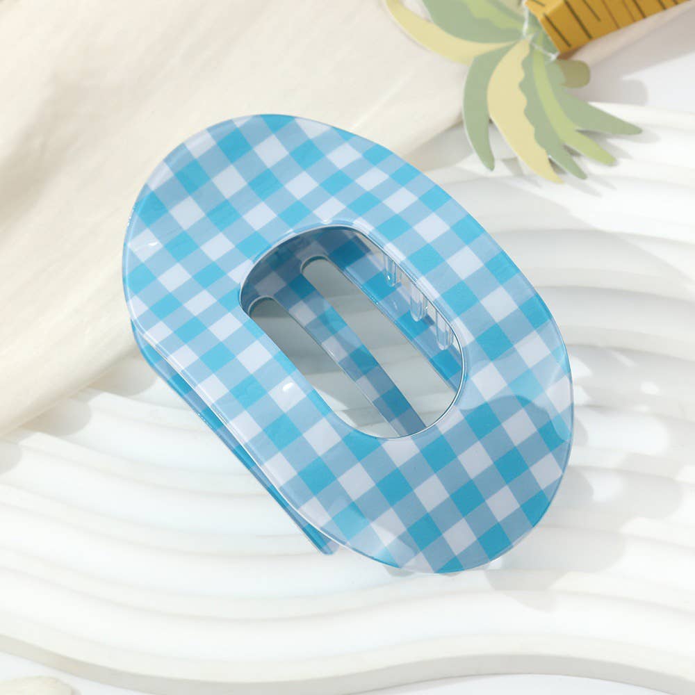 Gingham Checkered Oval Hair Clip