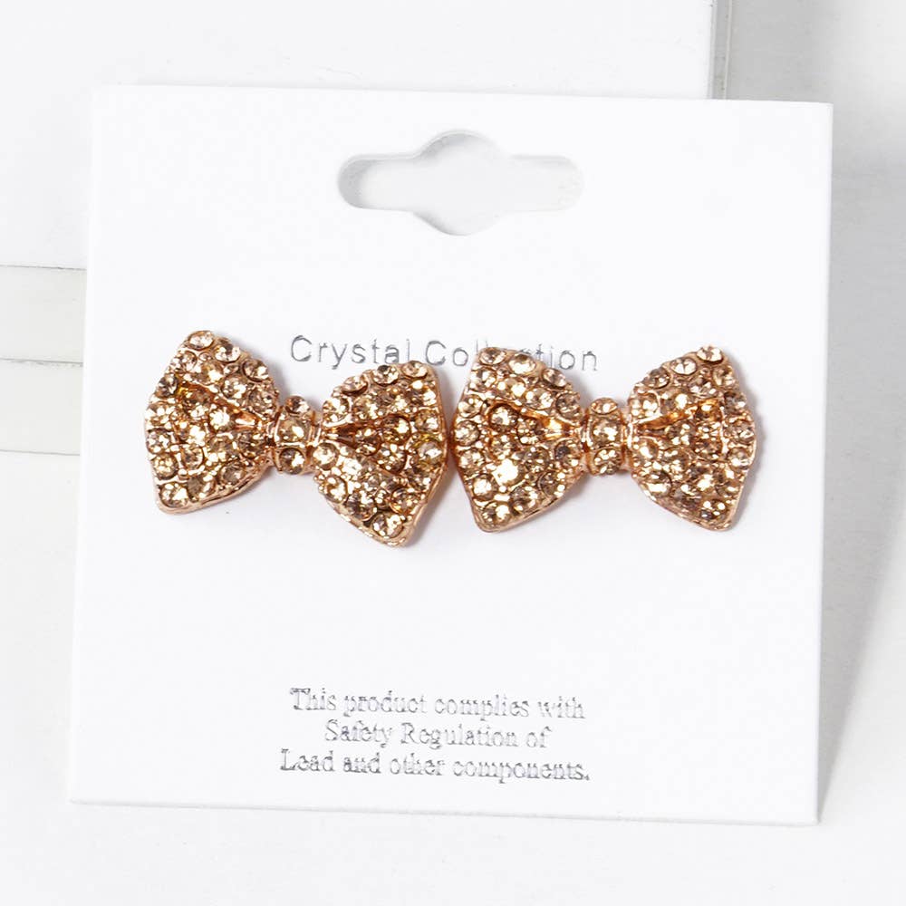 Crystal Rhinestone Bow Stud Earrings: Light,Siam