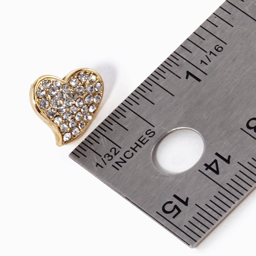 Crystal Rhinestone Pave Heart Stud