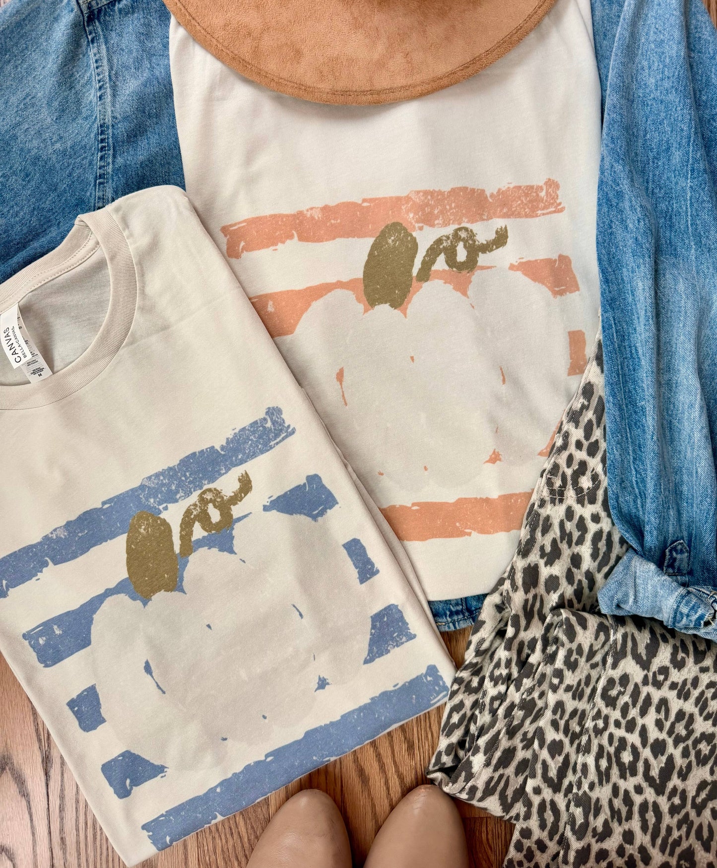 Stripe Pumpkin Fall Graphic Tee: Orange Design / S