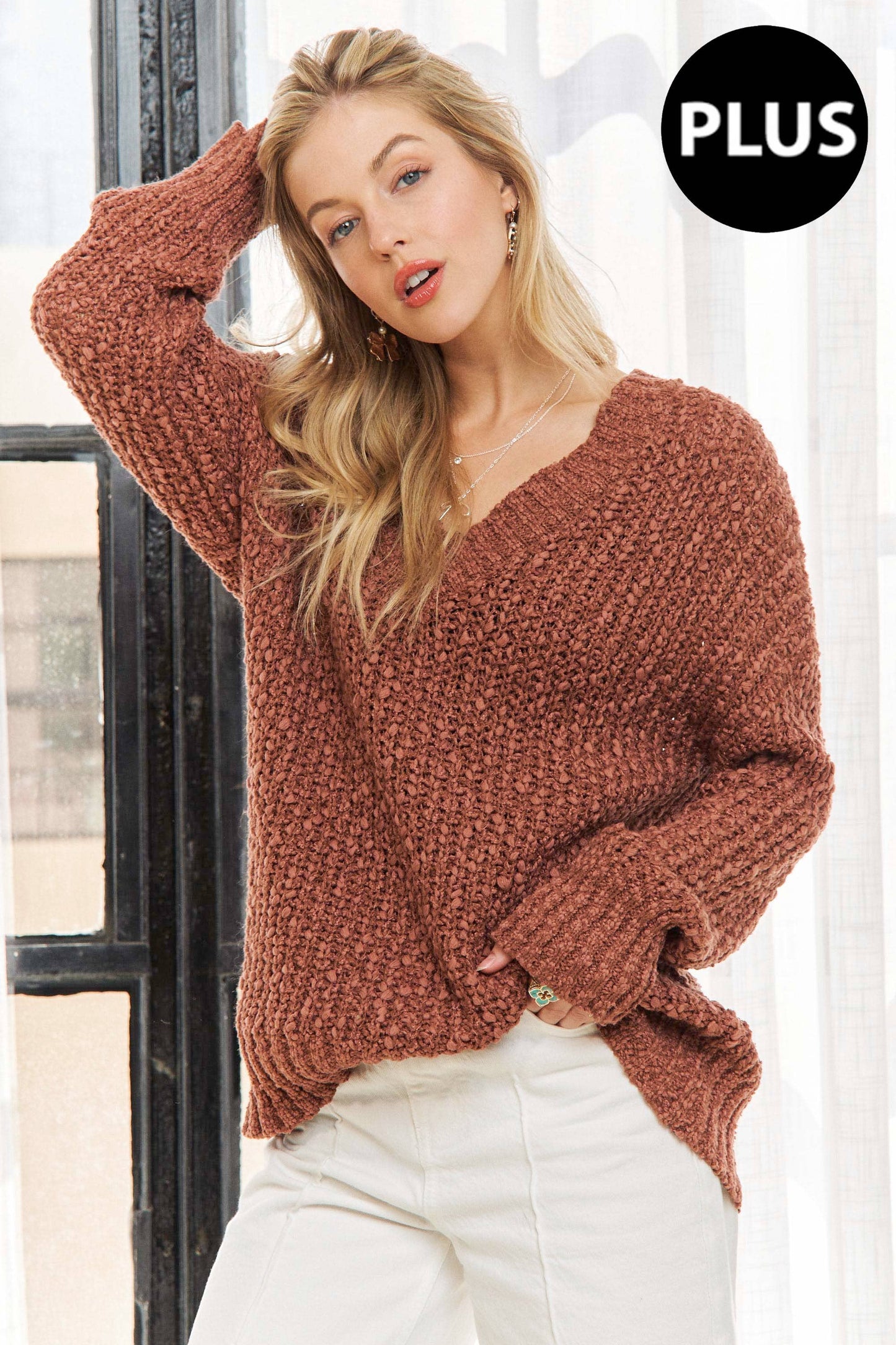 PLUS SIZE TEXTURED SWEATER