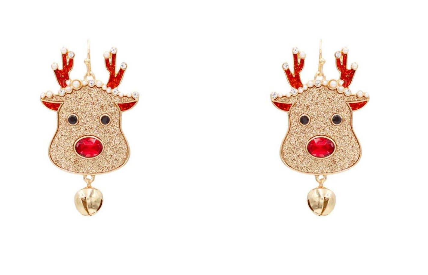 Rudolph Sparkle Metal 2" Earring