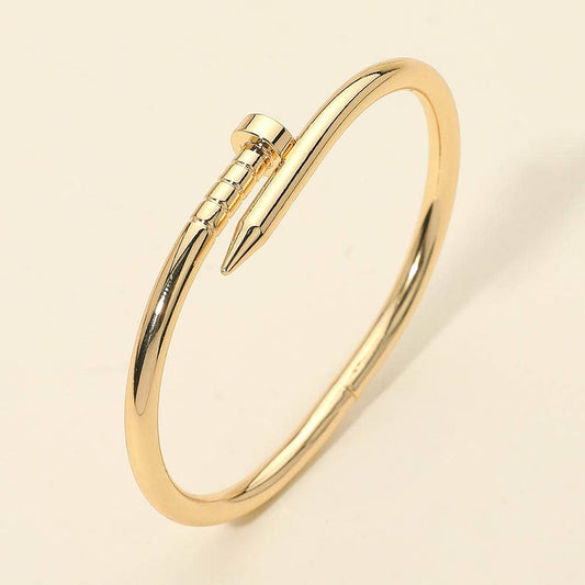 Metal Nail Hinged Bangle Bracelet: Gold