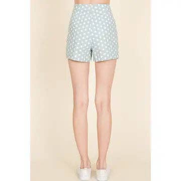 POLKA DOT PRINT LINEN LIKE SHORTS
