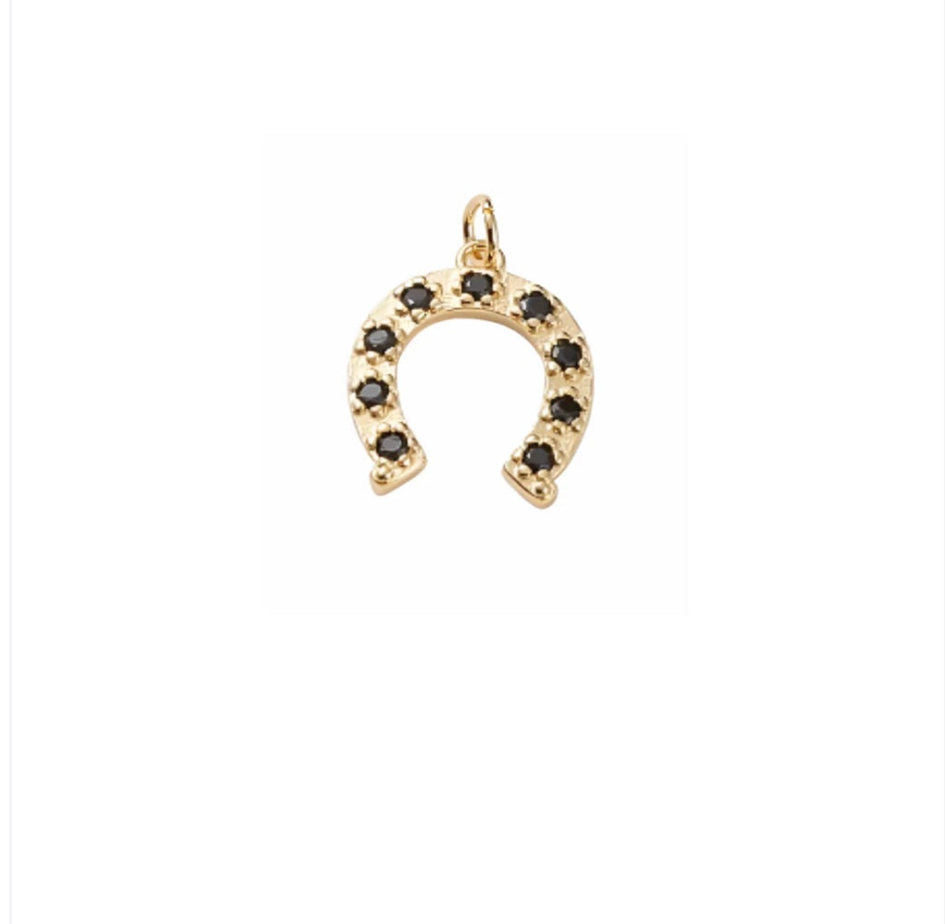 TCB Black Micro Pave Cubic Zirconia Horseshoe Charm