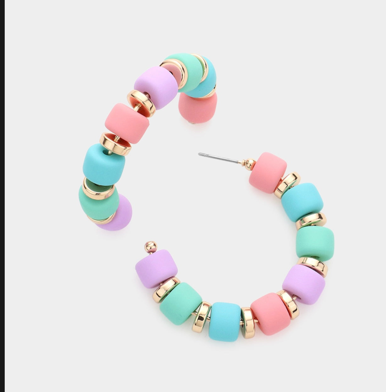 Colored Beaded 1.75 Inch Hoop Earrings