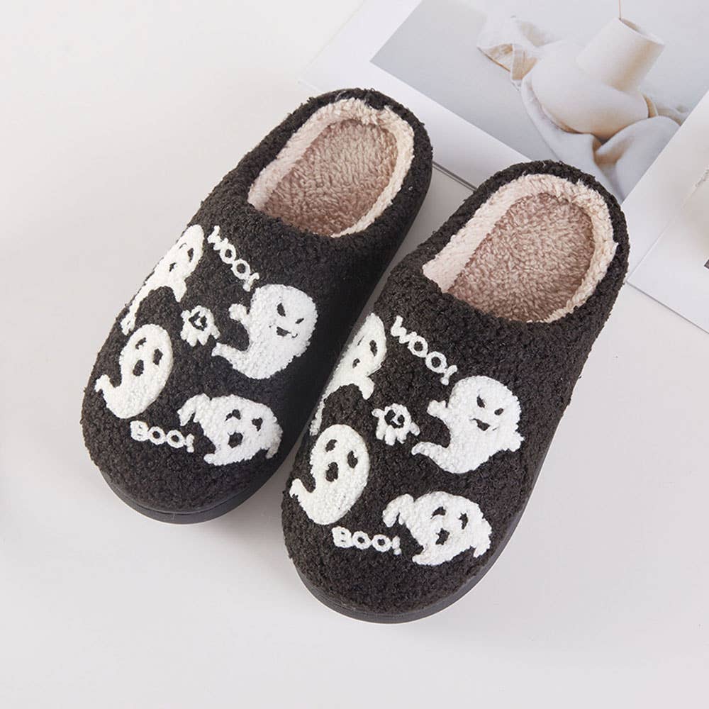 Halloween Ghost Cozy Fleece Slippers