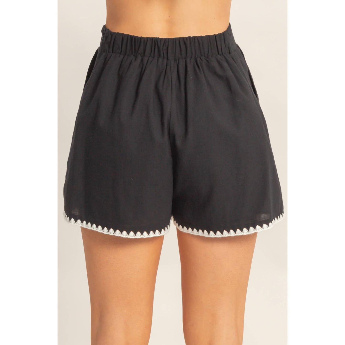 Scallop Trim High-Waisted Shorts