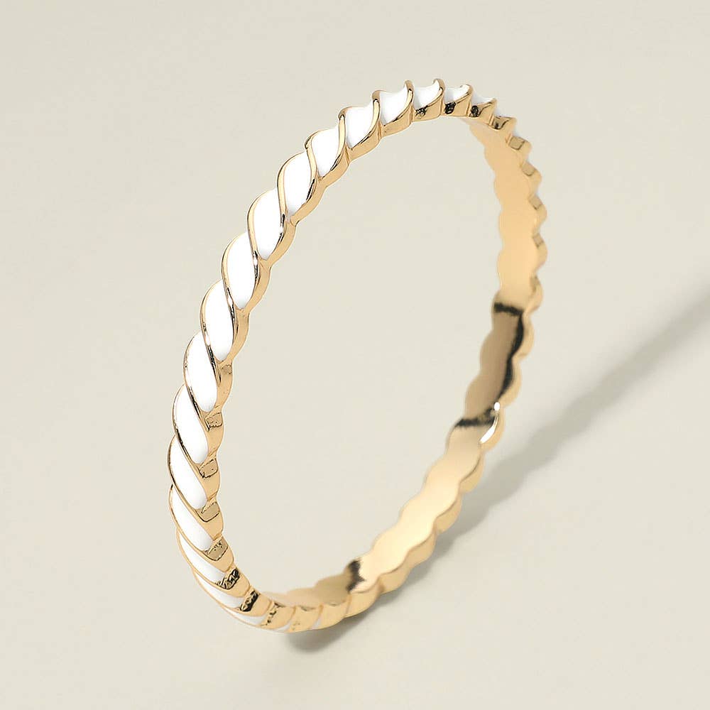 Enamel Inlay Twisted Hinged Bangle Bracelet
