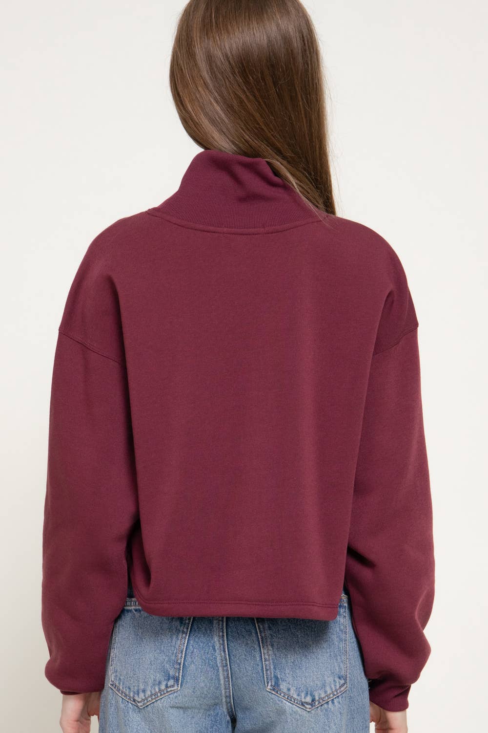 Ribbed Mock Neck Inner Brushed Sweatshirt