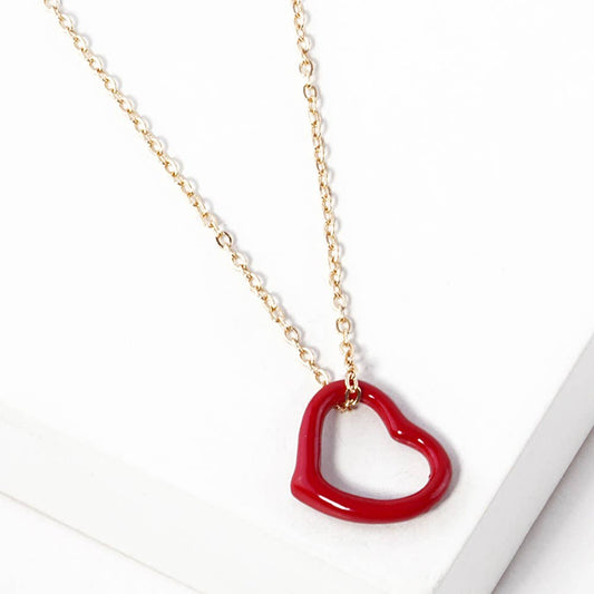 Red Open Heart Pendant Necklace