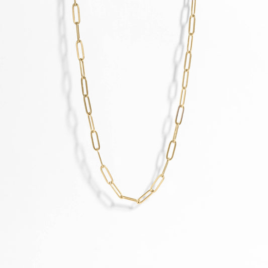 18K Gold Paperclip Chain Necklace: 16+02" / 4mm