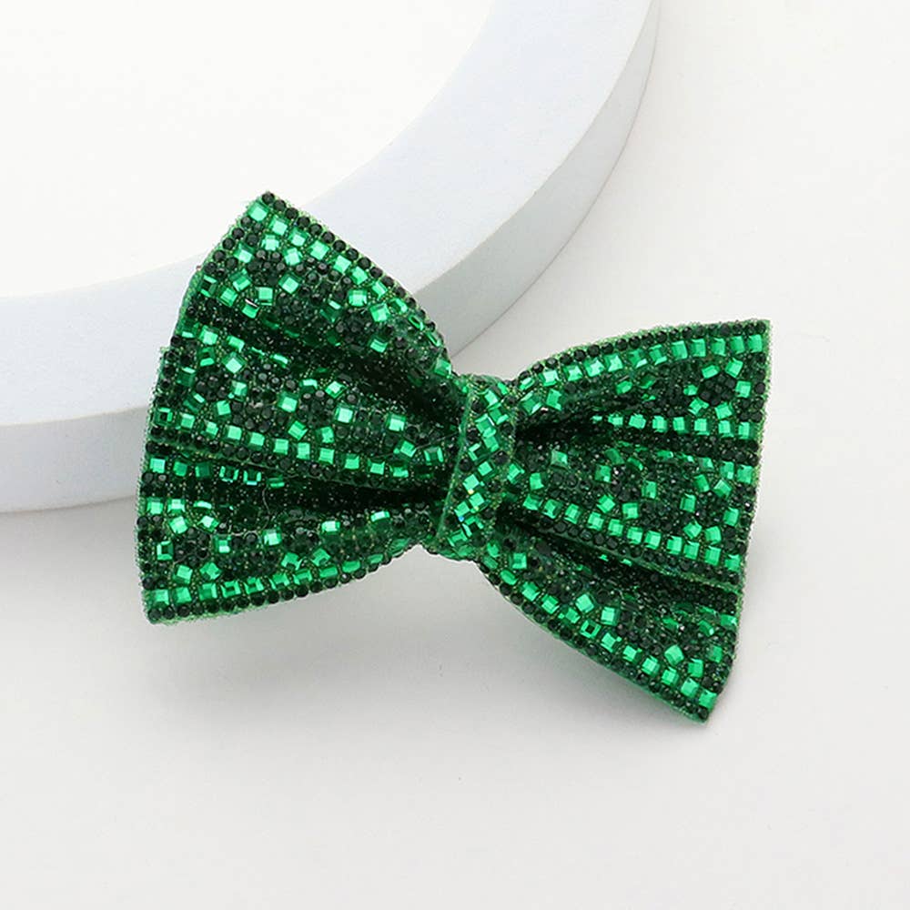 Sequin Bow Hair Barrette
: Green