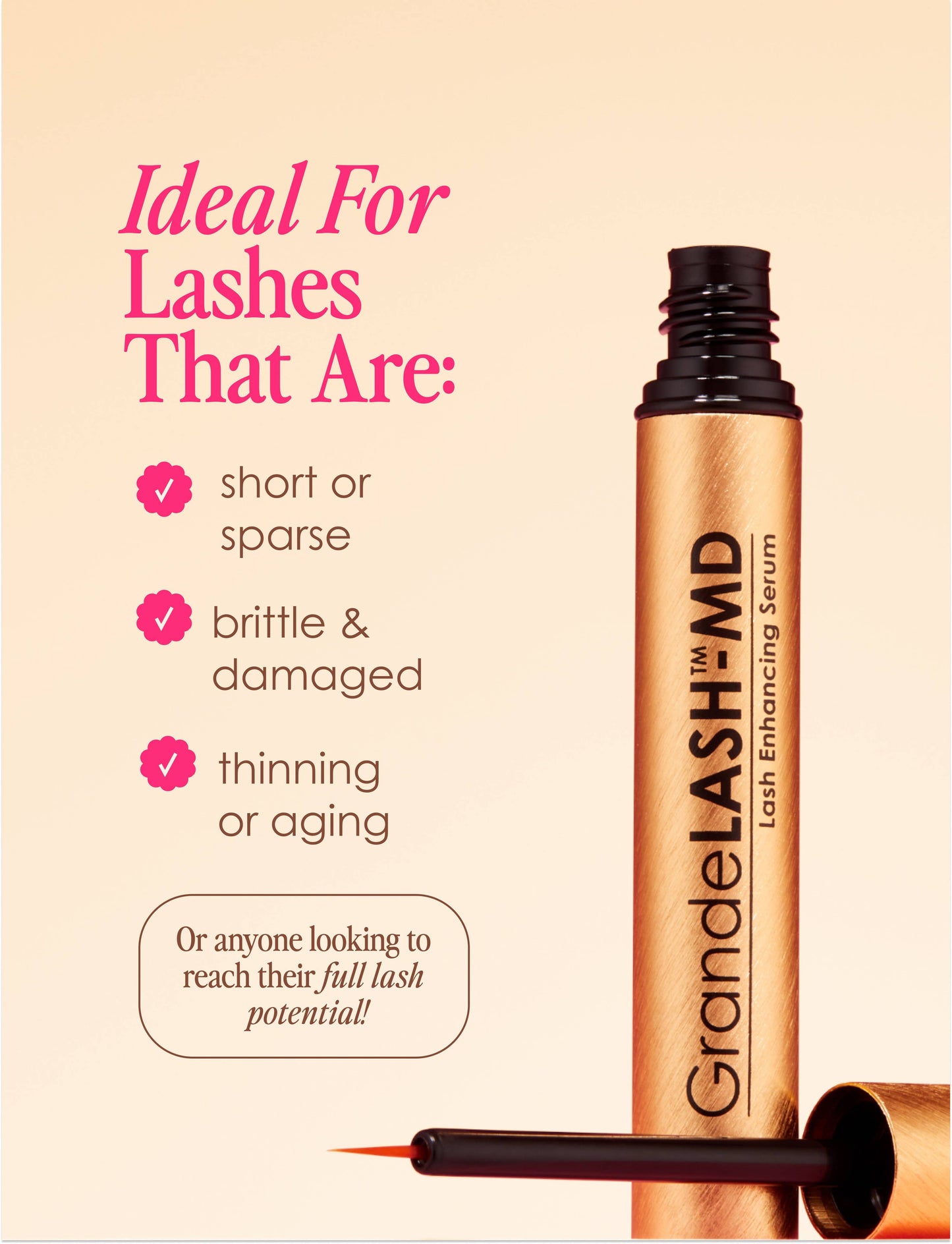 GrandeLASH-MD Lash Enhancing Serum: 2 mL (3 Month Supply)