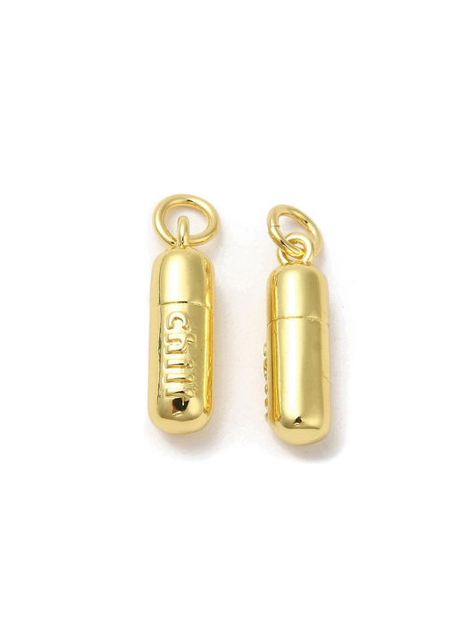 Gold Chill Pill Charm