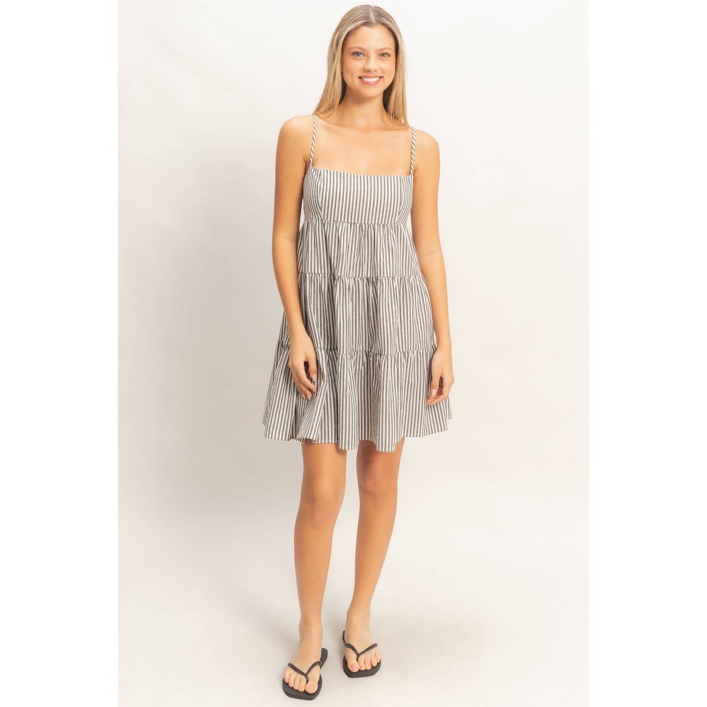 Striped Sleeveless A-Line Dress