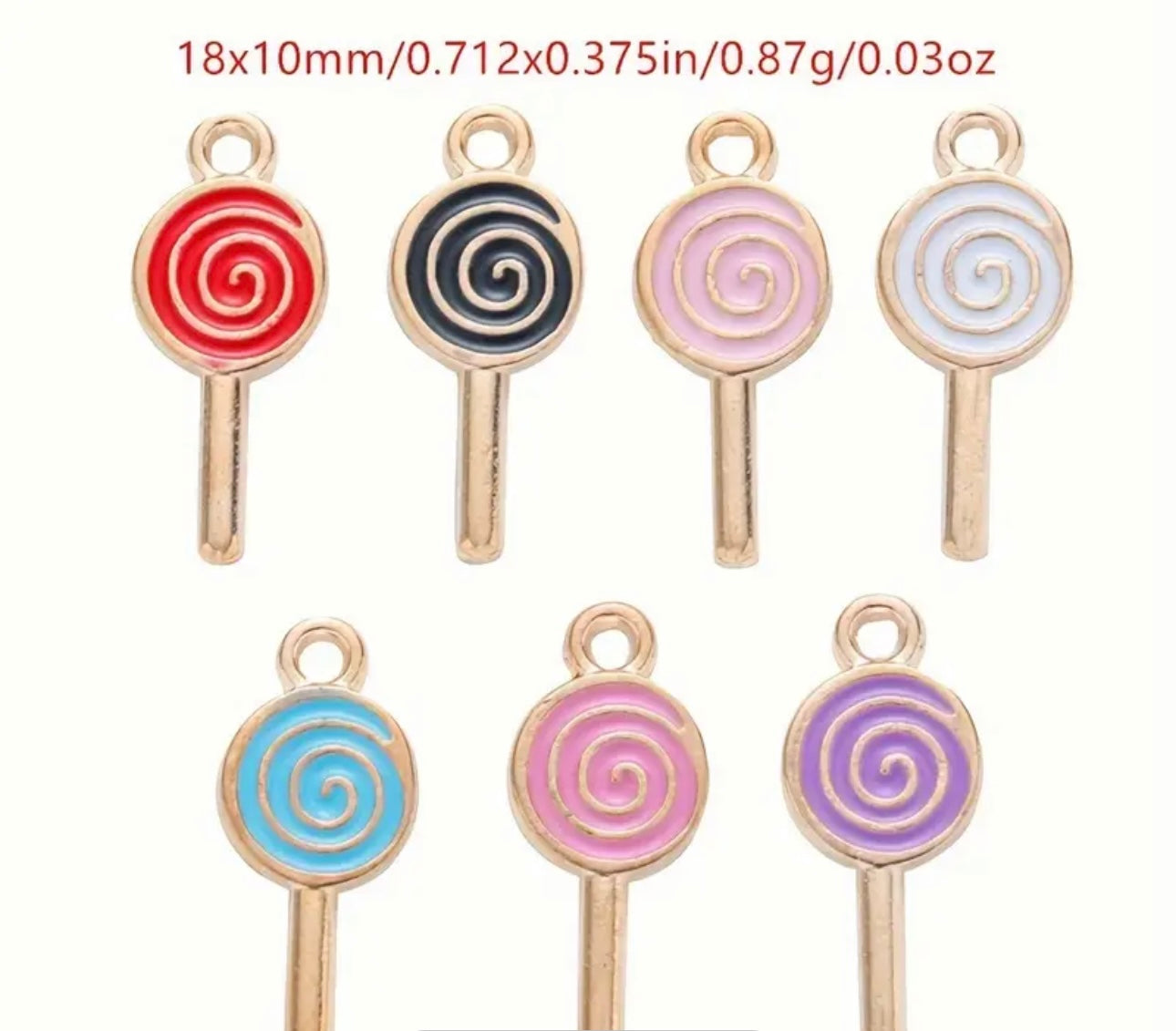 TCB Gold Enamel Lollipop Assorted Charms