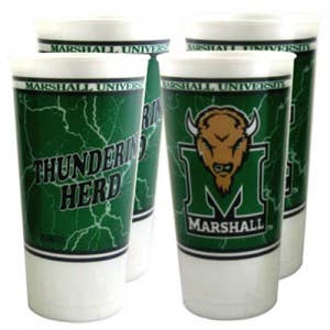 Marshall University Thundering Herd Cups- 24oz. Plastic 4Pk