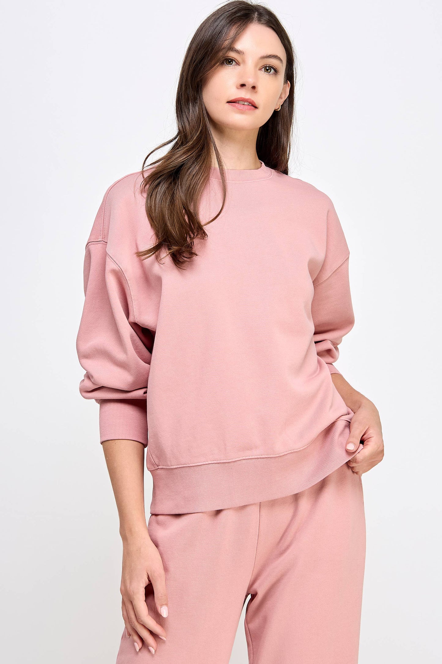 P9004T EVERYDAY SOFT FRENCH TERRY SWEATSHIRT: Pink / SMALL