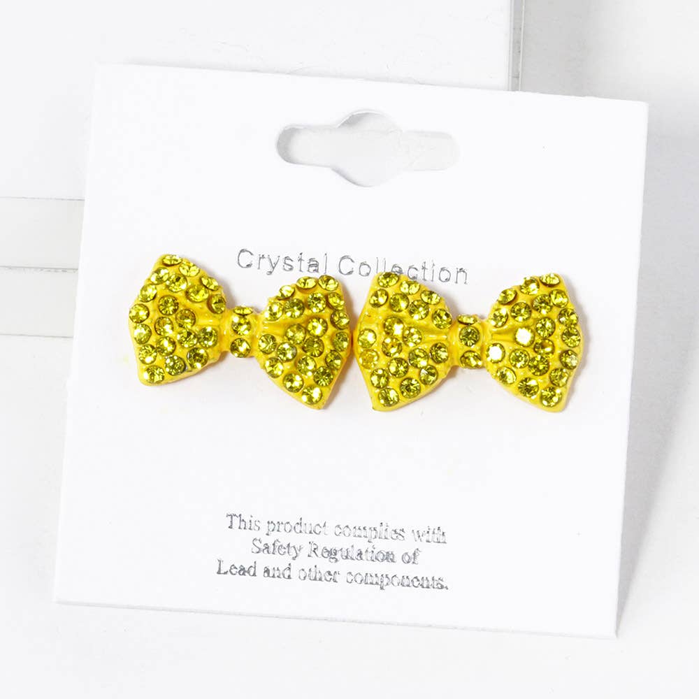 Crystal Rhinestone Bow Stud Earrings: Light,Siam