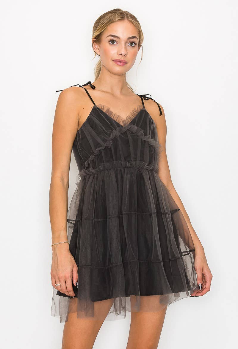 Little Black Mesh Mini Dress