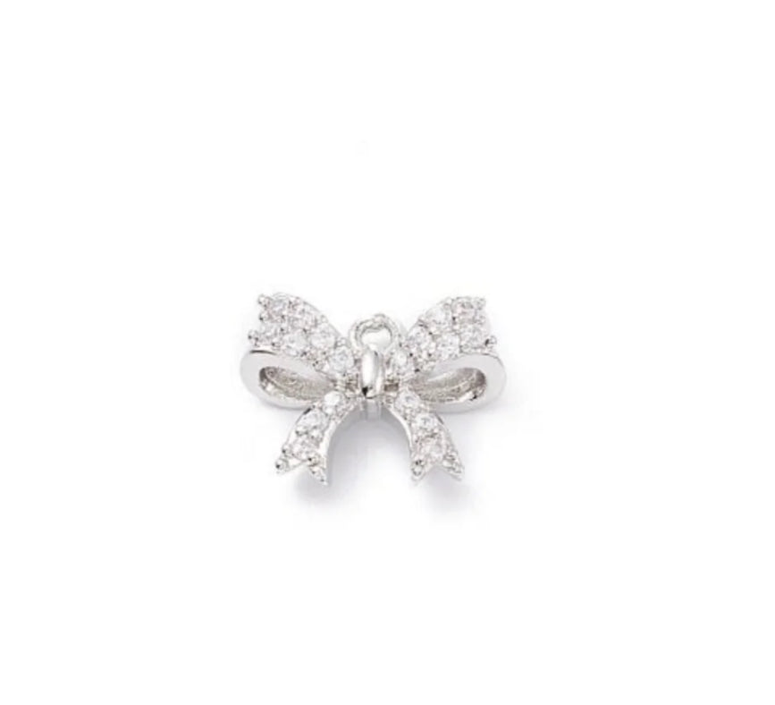 TCB Silver Crystal Bow Charm