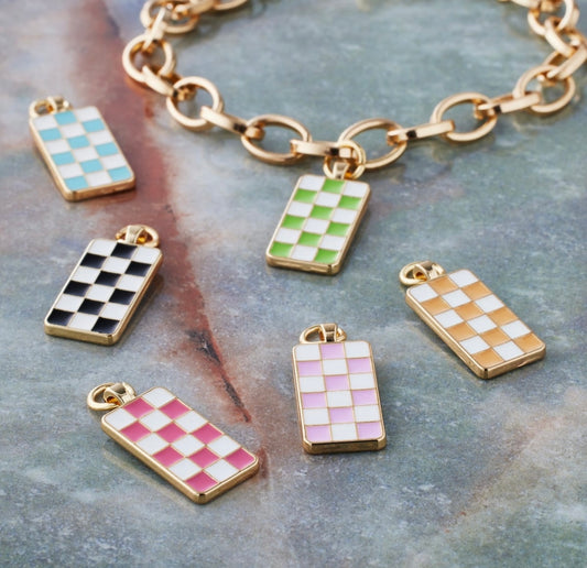 TCB Gold Checkerboard Charms Asst