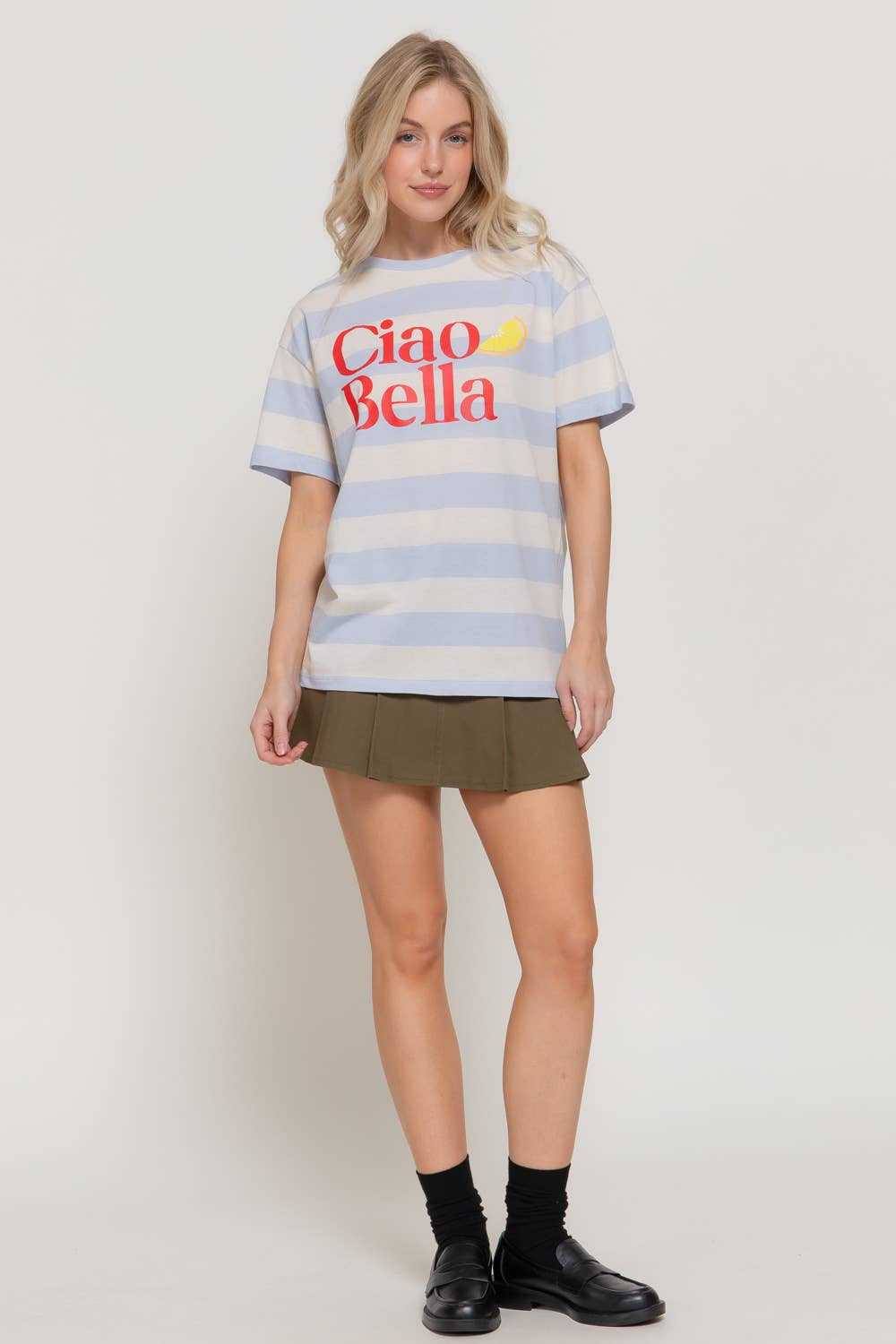 Short Sleeve Striped Graphic T-Shirt