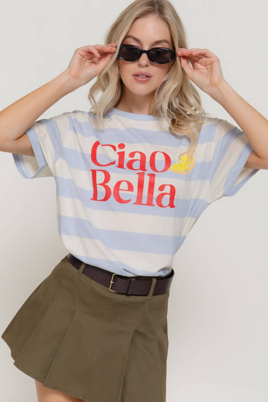 Short Sleeve Striped Graphic T-Shirt