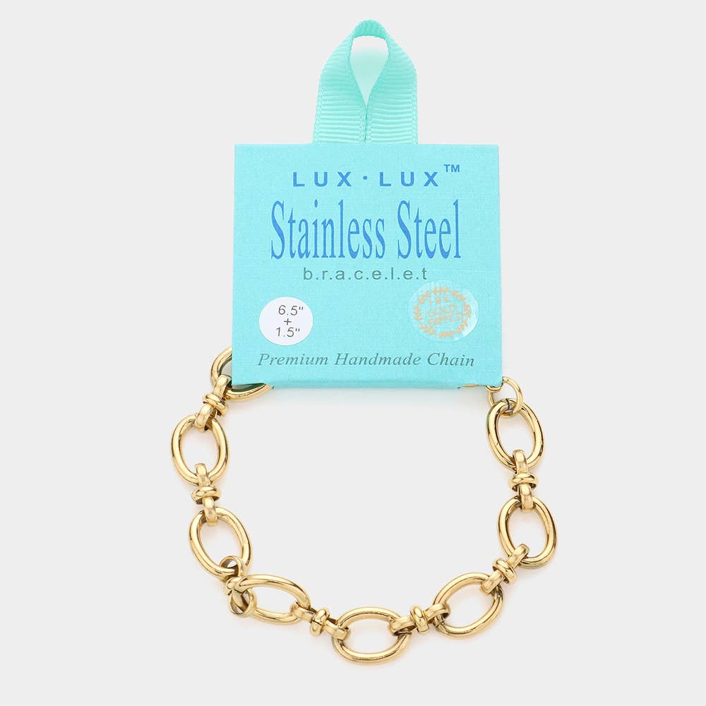 18K Gold Dipped Stainless Steel Premium Handmade Chain Link : Yellow Gold