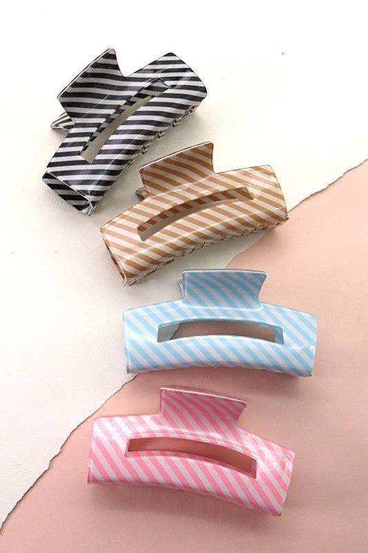 STRIPE HAIR CLAW CLIPS | BLUE