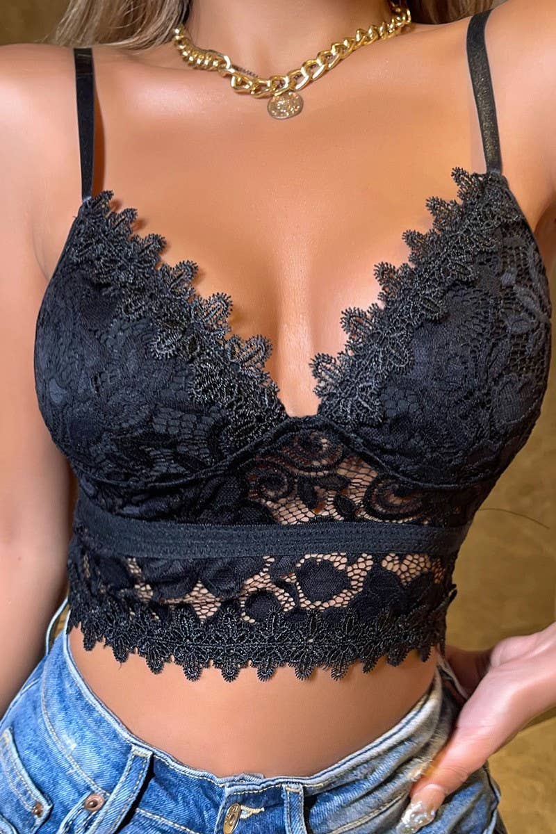 DEEP V-NECK  LACE BRALETTE