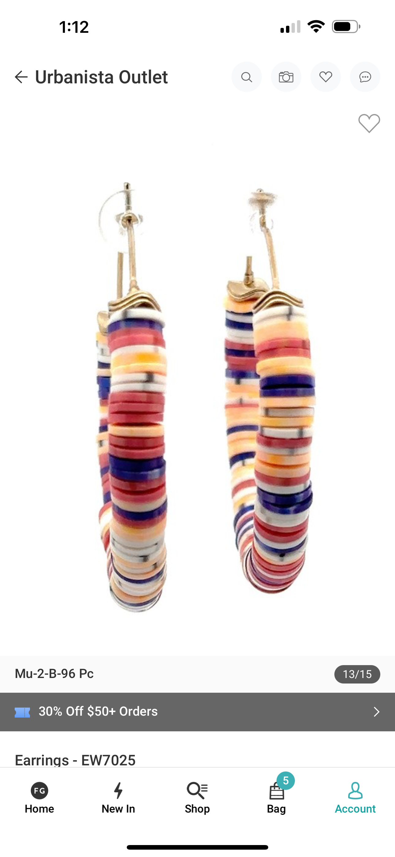 Multi Colored Gold Hoop Earring