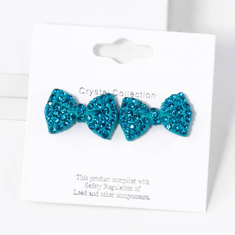 Crystal Rhinestone Bow Stud Earrings: Light,Siam