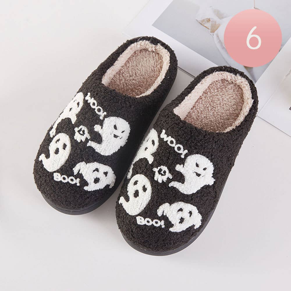 Halloween Ghost Cozy Fleece Slippers