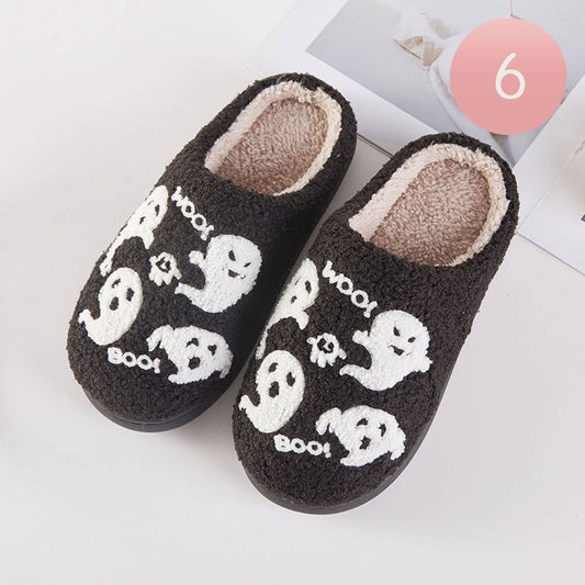 Halloween Ghost Cozy Fleece Slippers