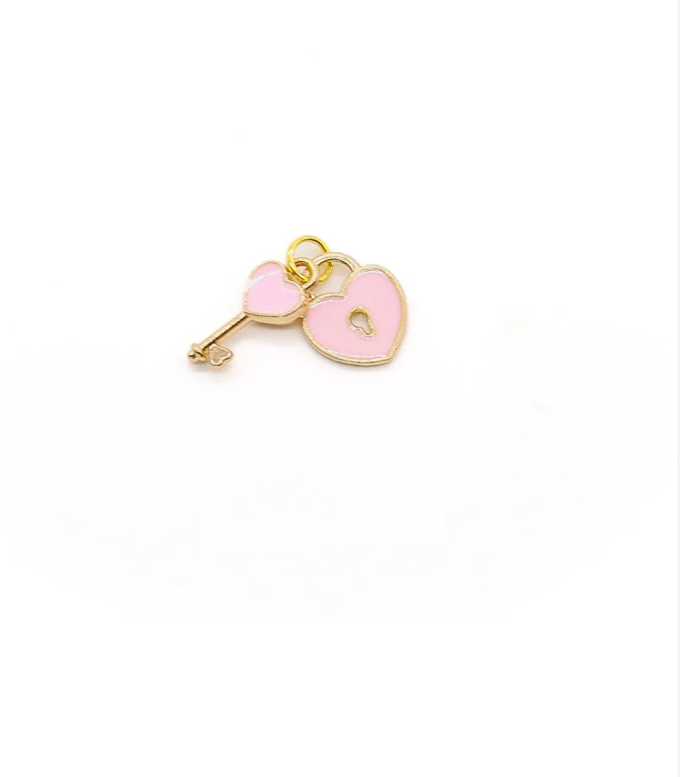 TCB Lock and Key Charm Pink