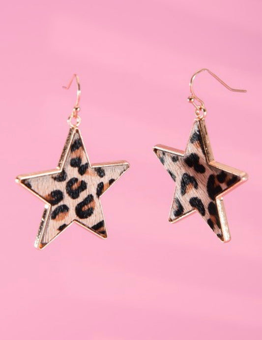 Fur Star Animal Print Earring