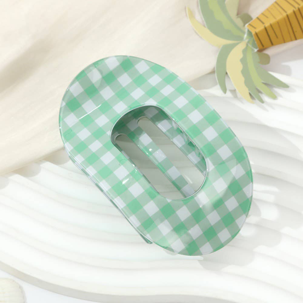 Gingham Checkered Oval Hair Clip