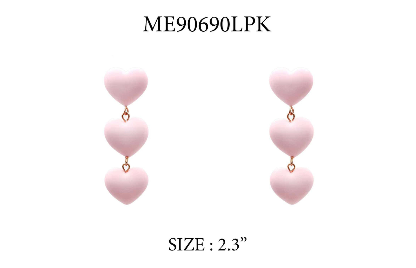 Light Pink Clay Triple Drop Heart Earring