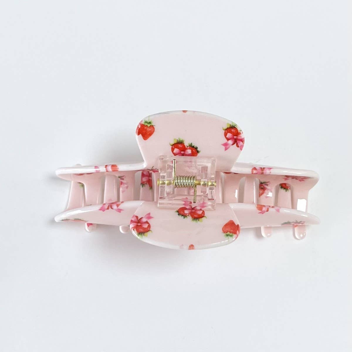 Bow Strawberry Print Hair Claw Fr