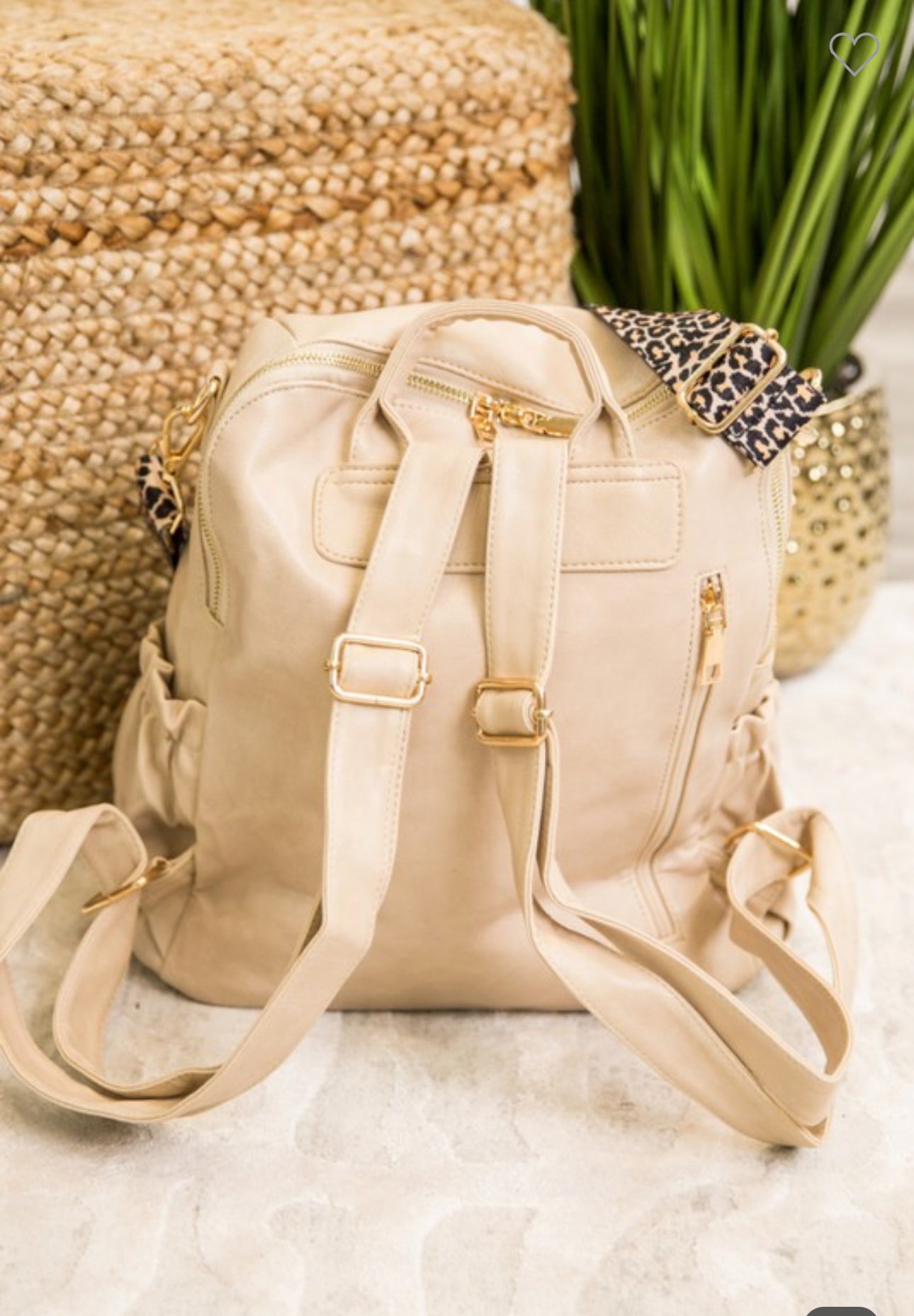 Madi Convertible Backpack w Leopard Strap