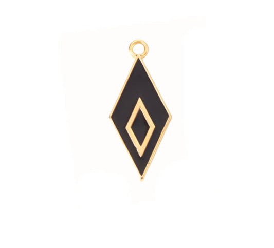 TCB Rhombus Black and Gold Charm