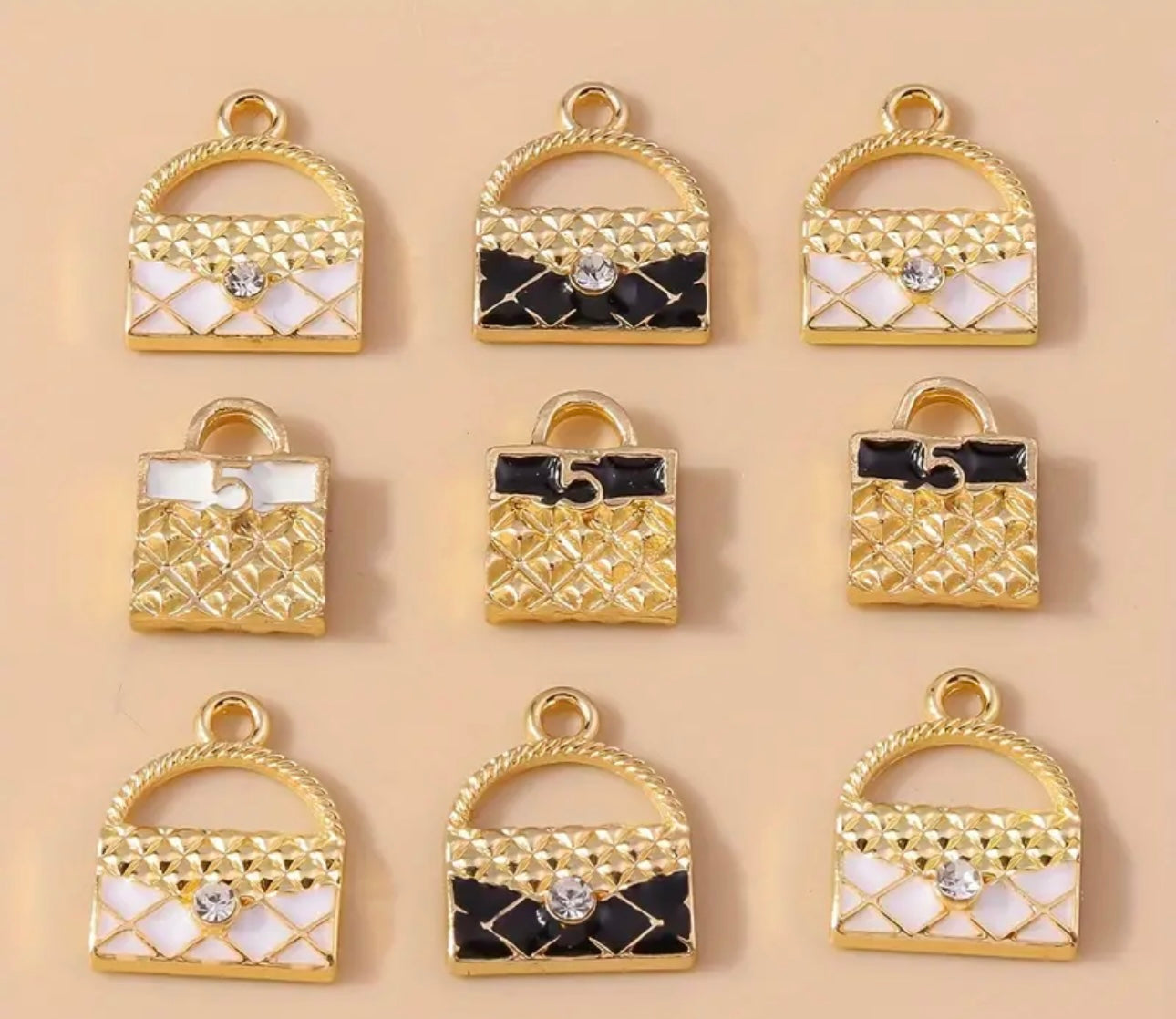 TCB Gold and Enamel Purse Charms Assorted