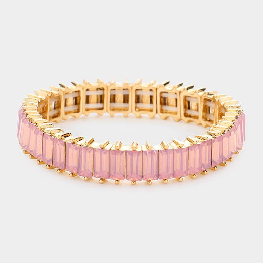 Baguette Stone Stretch Evening Bracelet